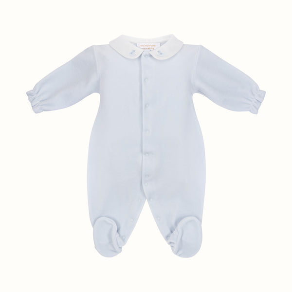 VELOUR ROMPER ROCKING HORSE BLUE