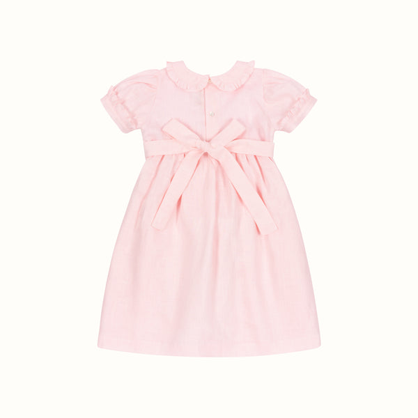 LINEN SMOCK DRESS LIGHT PINK