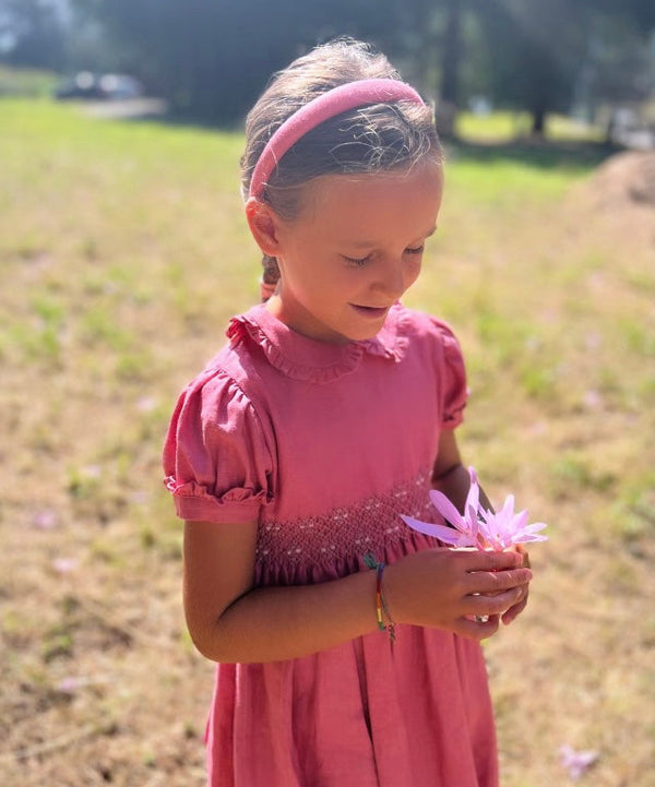 LINEN SMOCK DRESS ROSE