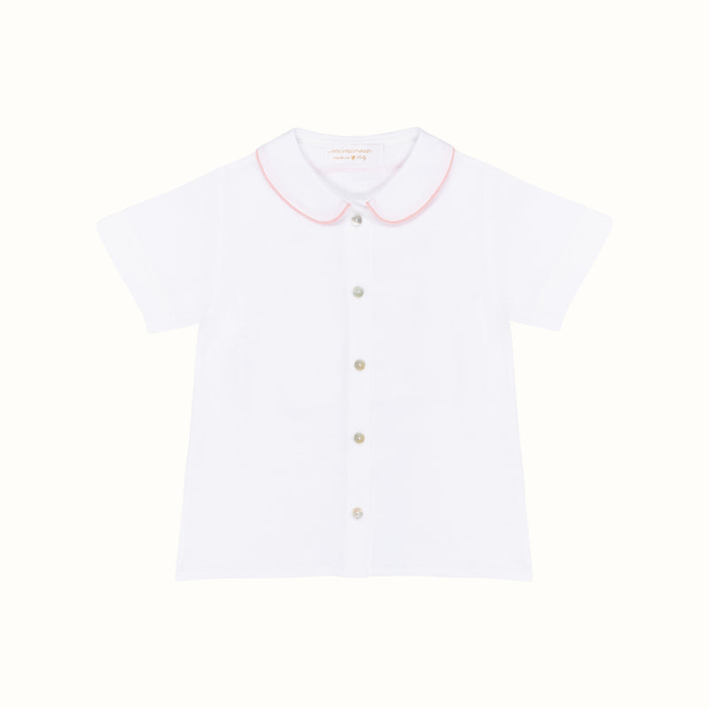 GIRLY LINEN BLOUSE LIGHT PINK PIPING