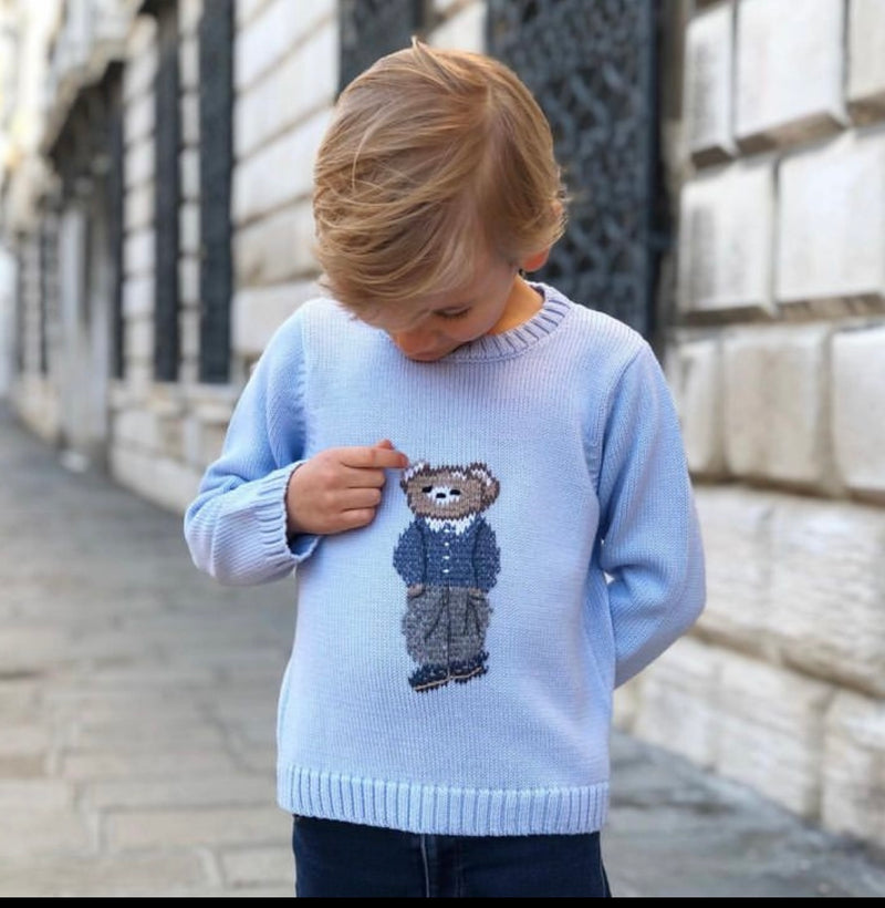 MERINOWOOL BEAR SWEATER LIGHT BLUE