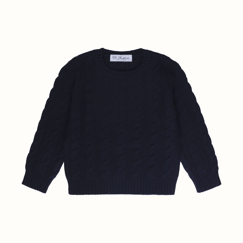 CASHMERE CABLE SWEATER NAVY