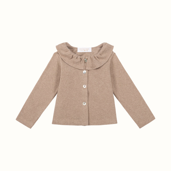 KNITTED COLLAR CARDIGAN DARK BEIGE