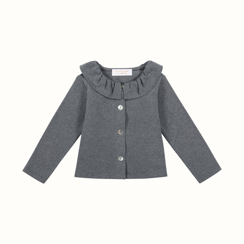 KNITTED COLLAR CARDIGAN DARK GREY