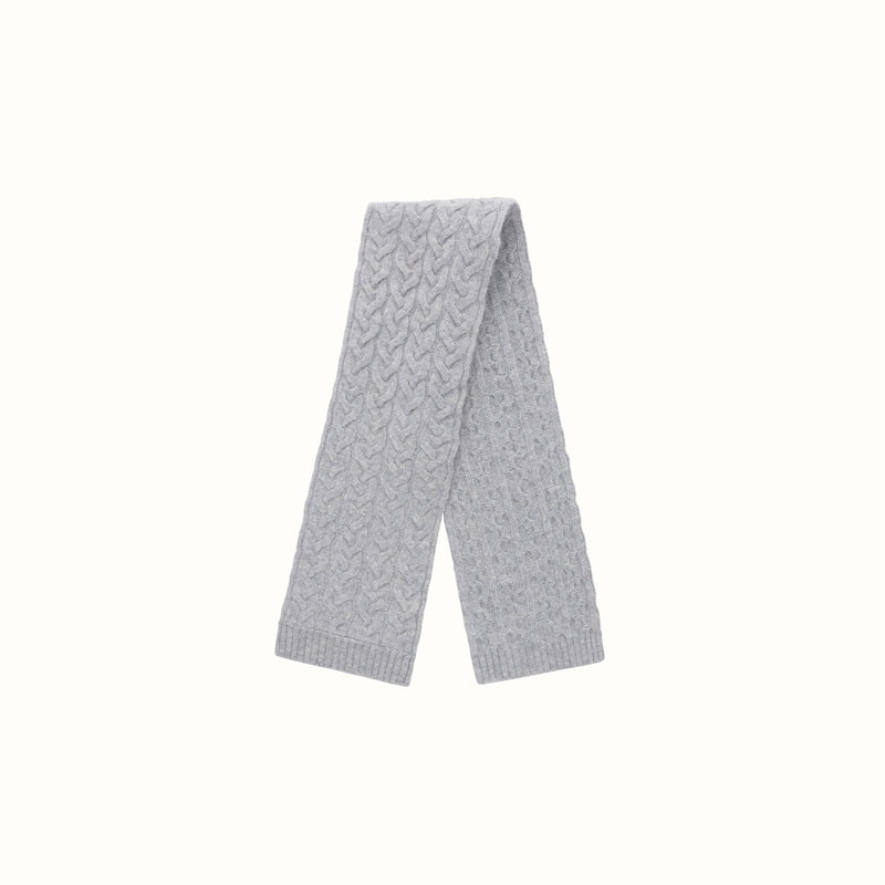 CASHMERE CABLE SCARF GREY